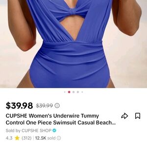 CUPSHE Blue One Piece Swimsuit